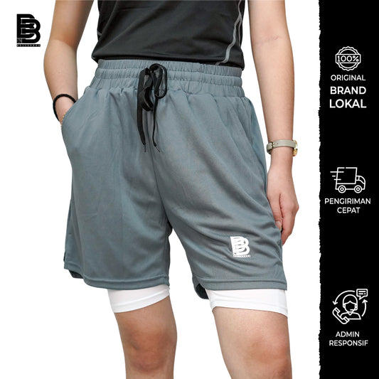 Celana Basket Olahraga 2in1 Ballerbro / 2in1 Basketball Short dengan Compression Short