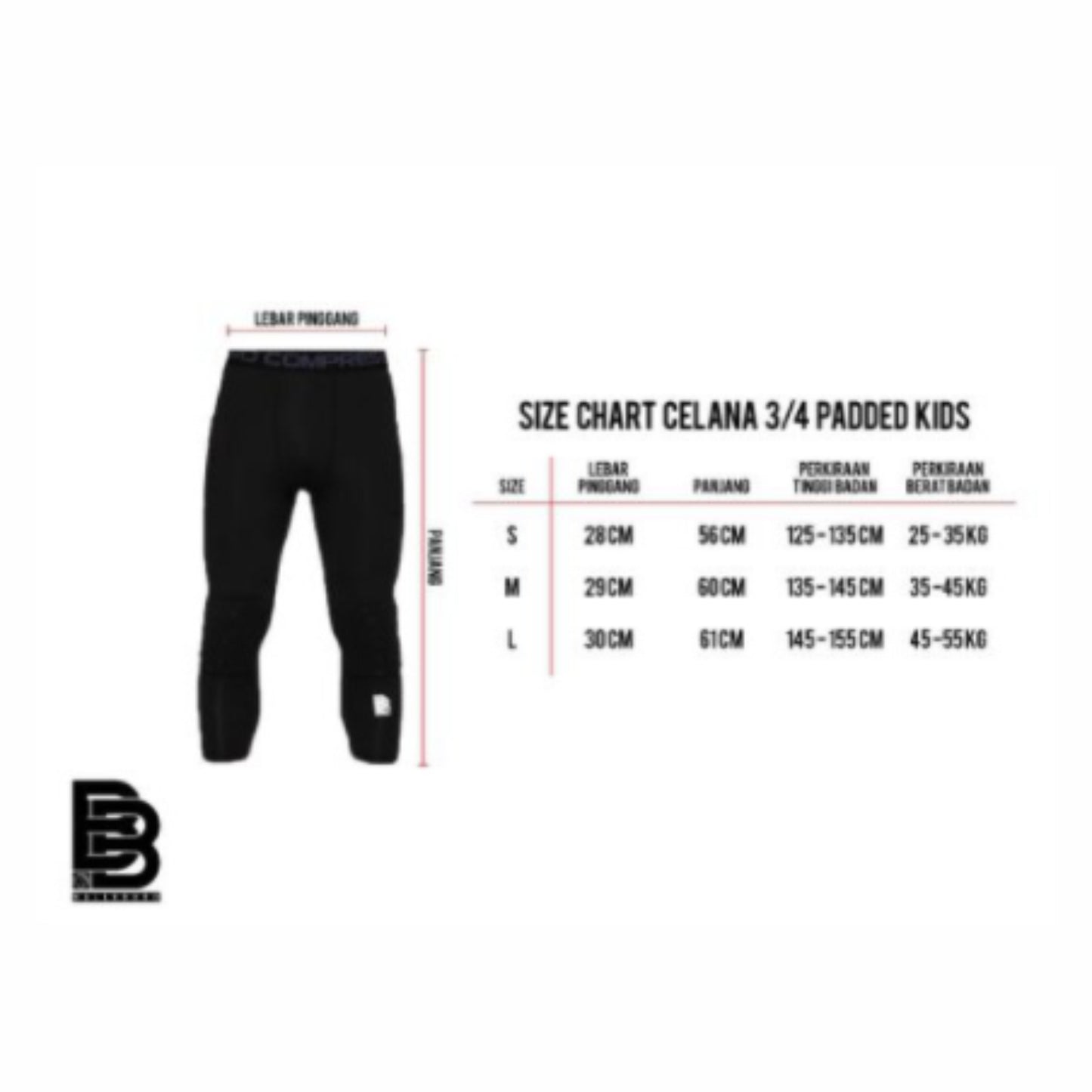 Celana Compression 3/4 Padded KIDS BALLERBRO